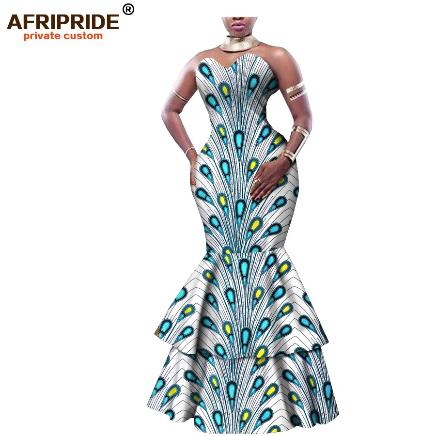 Длинное платье с принтом в африканском стиле для женщин хлопковое формальное без
