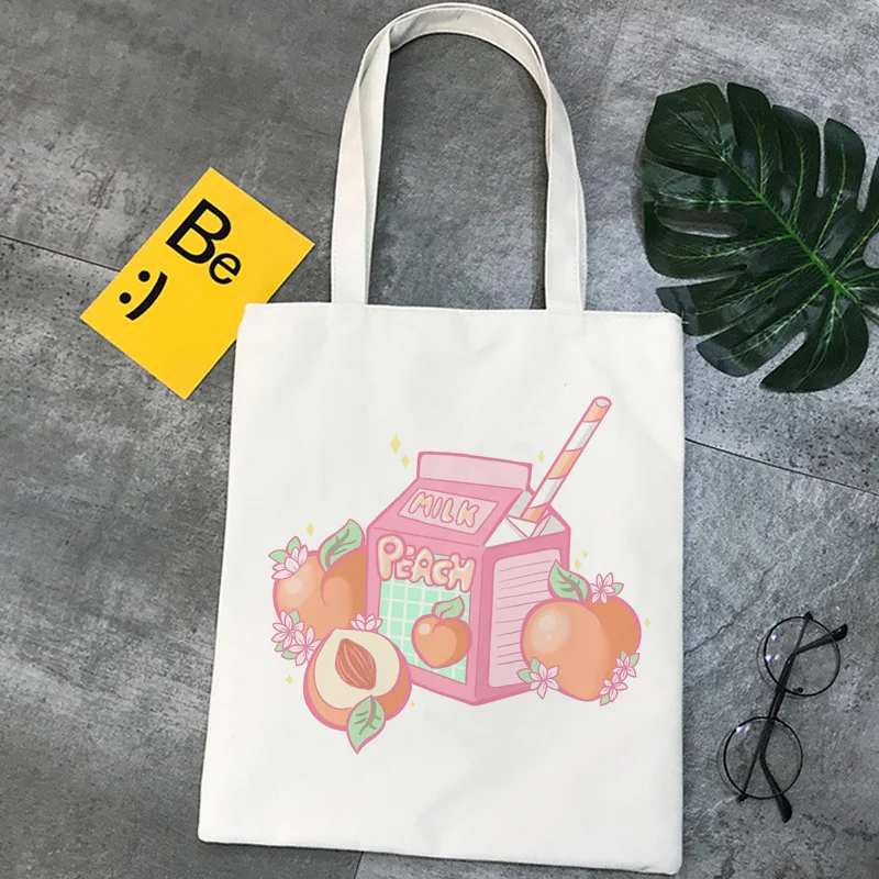 

Peach shopping bag recycle bag shopper shopper cotton canvas handbag bag tote string net bolsa compra sac tissu