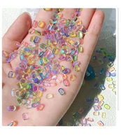 100pcs resin crystal aurora octagonal nail jewels rhinestones for nails art decorations with all nail gems for women girls