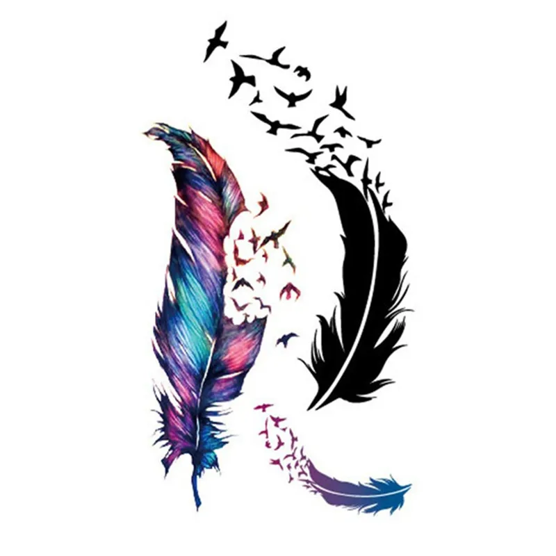 Временная тату-наклейка с перьями для шеи и рук имитация переводной татуировки
