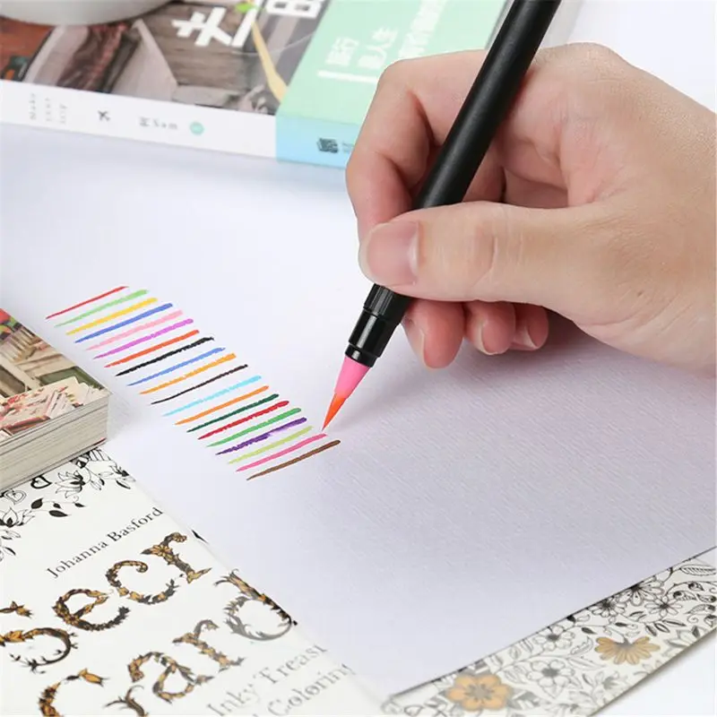 20 Color Premium Painting Soft Brush Pen Set Watercolor Markers Effect Best For Coloring Books Manga Comic Calligraphy | Канцтовары для