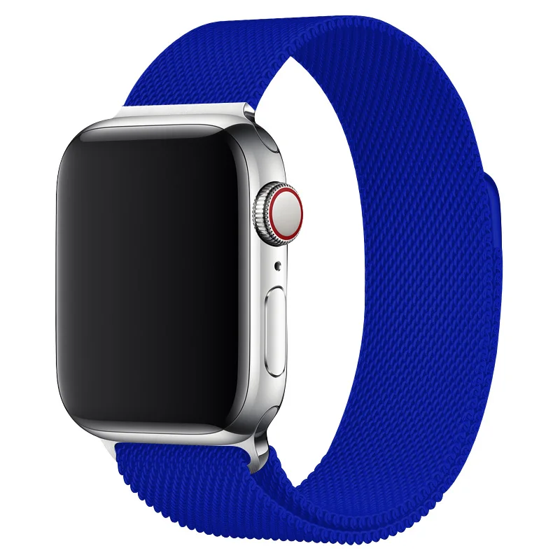 Черный ремешок для Apple Watch Series 4, 5, 40, 44 мм, Миланская петля, магнитный металлический ремешок, браслет 38, 42 мм для Iwatch 2