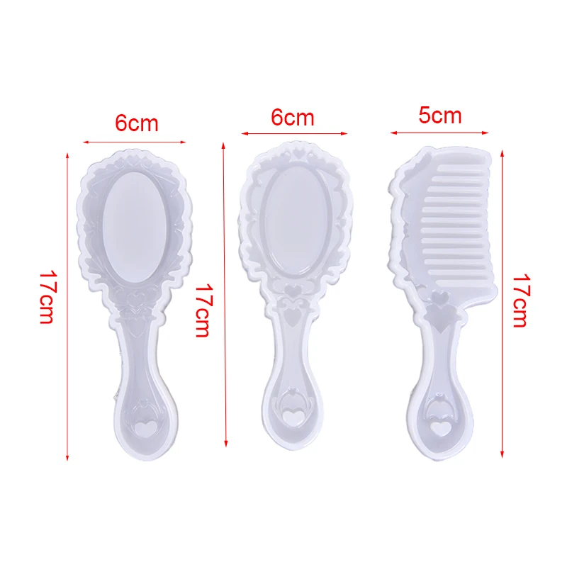 

1PCS Combs Mirrors Silicone Molds Fashion Transparent UV Resin Combs Mirrors Craft Molds For DIY Jewelry Making
