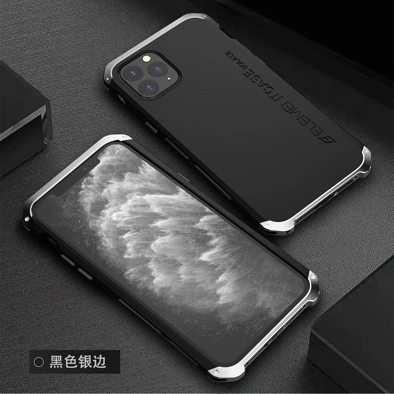 black silver Металлический Алюминиевый Чехол Bumber для iphone 11, чехол-гибрид, задняя крышка из поликарбоната для iphone 11 pro max, чехол, противоударный чехол, Fundas - Цвет: black silver
