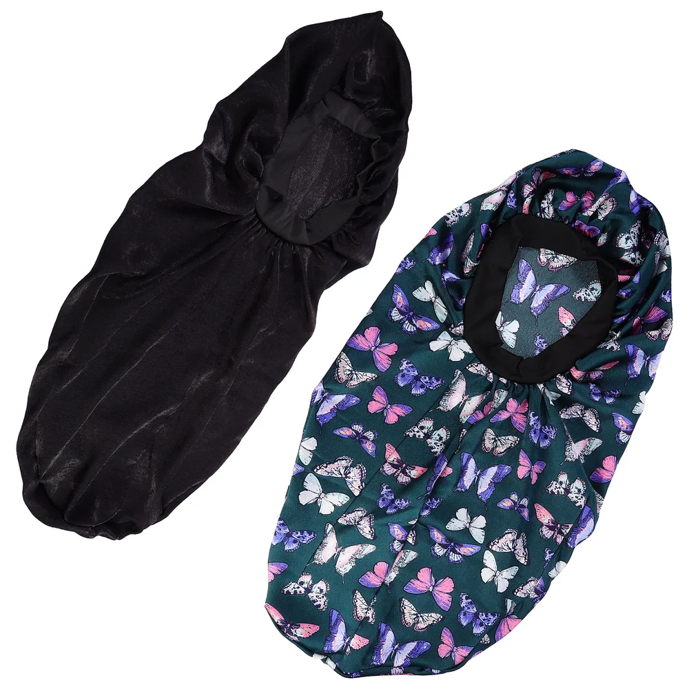 

1 Set 2Pcs Long Silk Sleeping Caps Beauty Salon Hat Hair Care Home Shower Caps