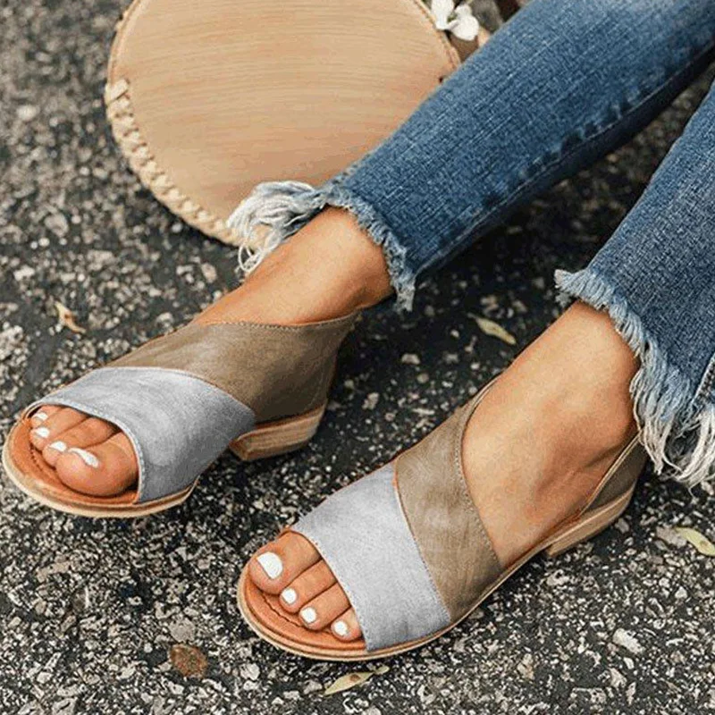 Сандалии женские с открытым носком босоножки на плоской резиновой подошве