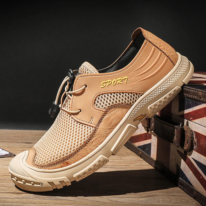 

man casual shoes summer 2021 slip on flats men outdoor sneakers men vulcanize shoes mesh loafers beach water shoes 39-46