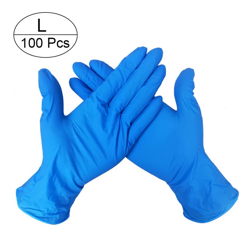 blue L 100 шт 3 цвета одноразовые латексные перчатки для мытья посуды/кухни/медицинских/рабочих/резиновых/садовых перчаток универсальные для левой и правой руки - Цвет: blue L