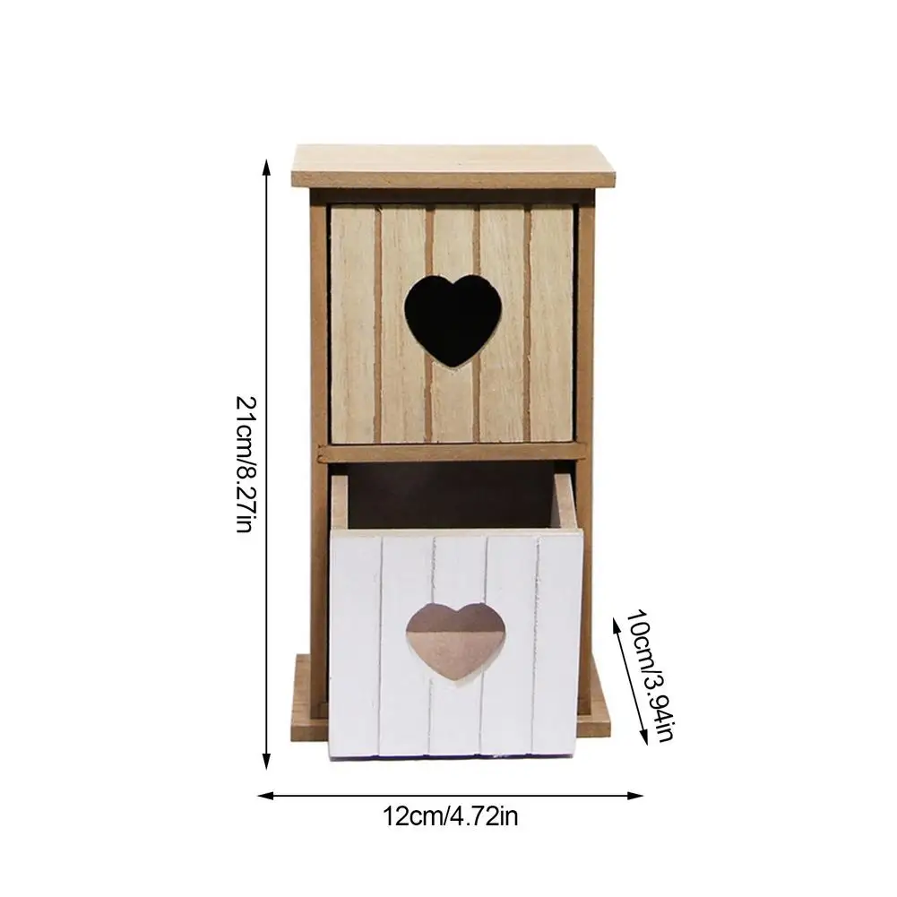 

Mini Retro Wooden Storage Cabinet Double Grid Desktop Organizer Jewelry Hairpin Storage Box Romantic Craft Gift