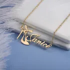 Ожерелье с именем на заказ для женщин, на высоком каблуке, в форме имена, из нержавеющей стали, ювелирные изделия для подарка на День Матери