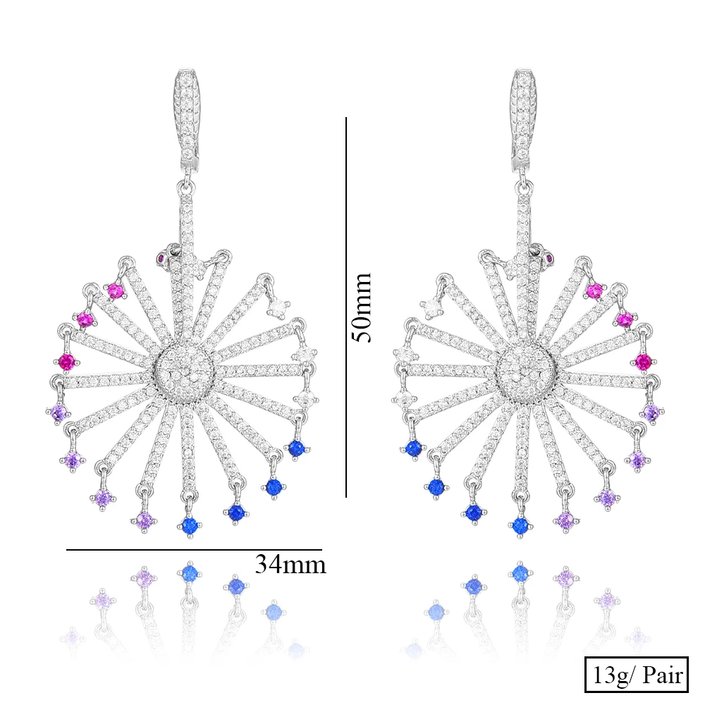 

Siscathy High Quality Luxury Trendy Rotating ferris wheel Earrings Mirco Cubic Zirconia CZ Wedding Women Fashion Jewelry 2020