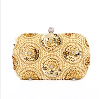 new women pearl evening bags sequins wedding chain shoulder bags bling wallets banquet purse for ladies drop shipping