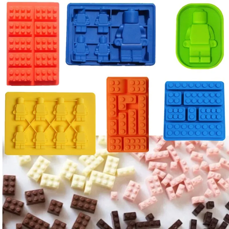 

Building Blocks Cake Baking Mold Mini Robot Shape Cake Tools Holes Ice Cube Tray Mold Chocolate Cake Jelly Silicone Moulds