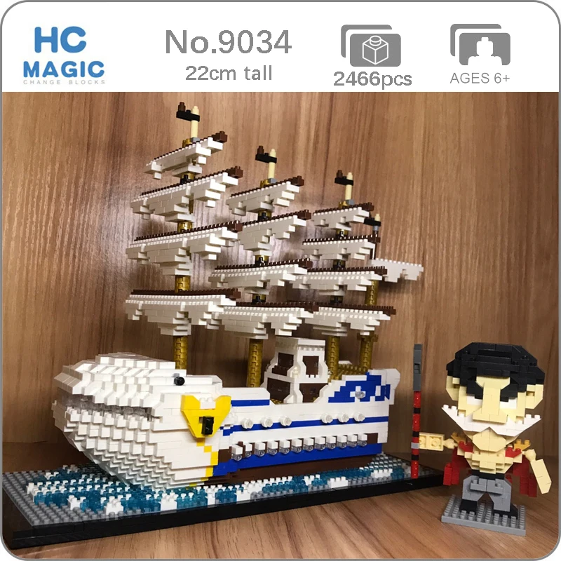 

HC 9034 Anime One Piece White Beard Pirate Ship Boat DIY Mini Diamond Blocks Bricks 3D Model Building Blocks Kit Toy for Kids