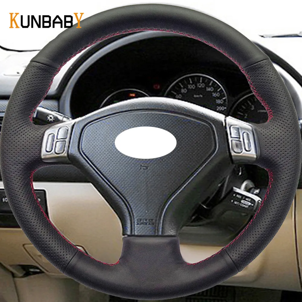 KUNBABY черный из натуральной кожи DIY чехол рулевого колеса автомобиля для Subaru Forester