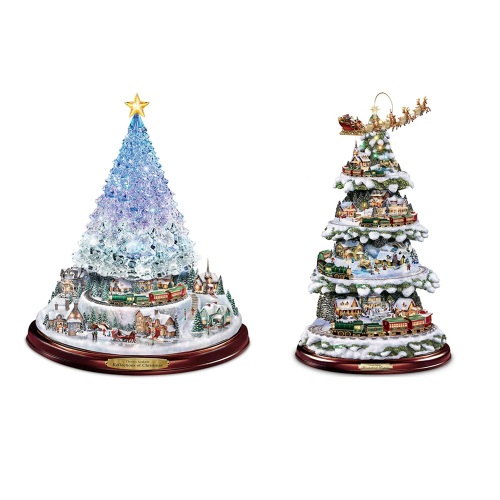 

Christmas Tree Rotating Sculpture Train Decorations Paste Window Paste Stickers Christmas Party New Year Decorations For Home