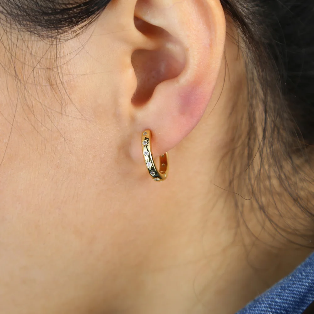 Простые 15 мм золотые для ушей серьги-кольца cz женщин маленький золотого цвета