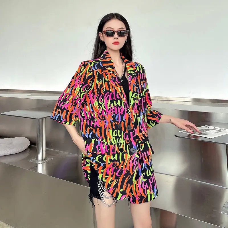

Suit Jacket Women 's Fashion Summer Thin Leopard Print Loose Mid-Length Short Sleeve Small Tailored Suit Top Ins