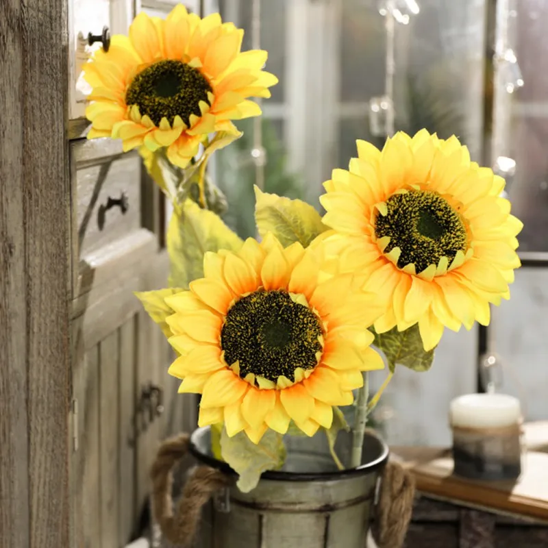 Искусственный букет подсолнухов из искусственного шелка для свадьбы сада офиса