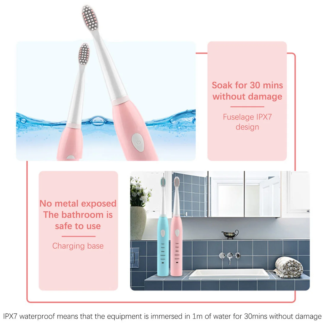 

Electric Toothbrush Rechargeable Powerful Ultrasonic Electric Toothbrush Washable Electronic Whitening Waterproof Toothbrush