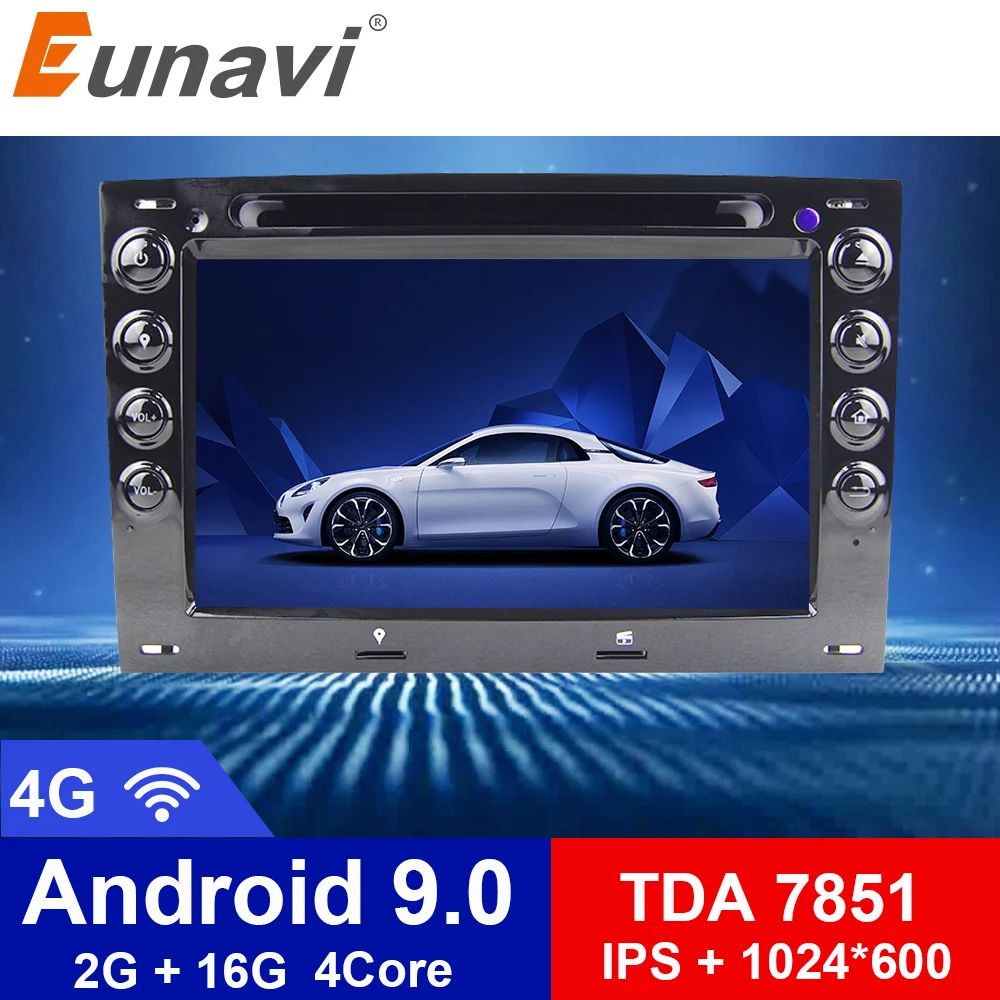 Автомобильный DVD плеер Eunavi 4 ядра 7 дюймов 2 Din Android 9 0 для Renault Megane ii 2006 2007 2008 2009 GPS Navi