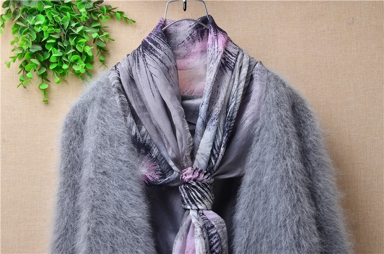 Женский плотный теплый плюшевый кашемировый вязаный шарф из меха норки на осень