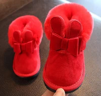 girls boots bunny bow red pink ankle shoes warm fur animal new snow nina zapatos kids toddler winter footwear sandq baby