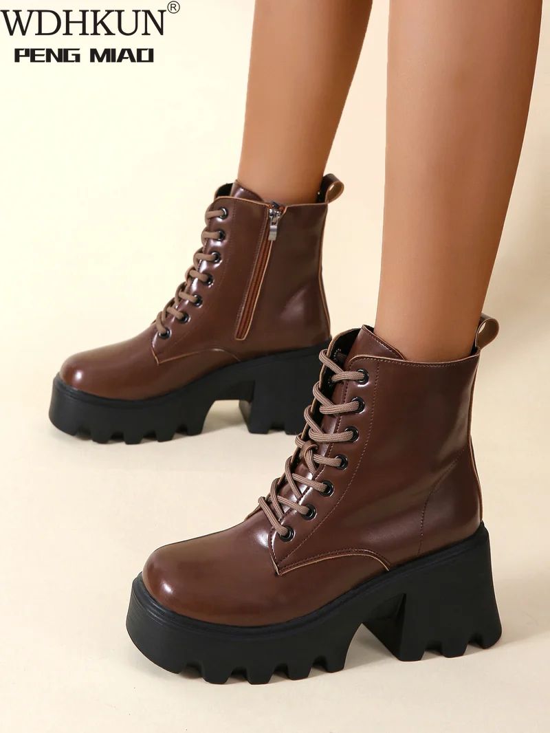 

2021 Wholesale Women Ankle Boots Round Toe EVA Soft Material Lace-Up Female Short Boots Thick Platform Ladies Shoes Black