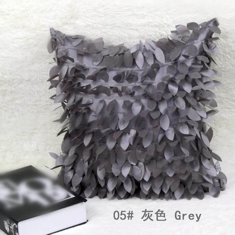 gray Вышитый Чехол для подушки 42 см* 42 см, подушка для дивана, дивана, декоративная квадратная наволочка, разноцветный зеленый лист, скандинавский стиль - Цвет: gray