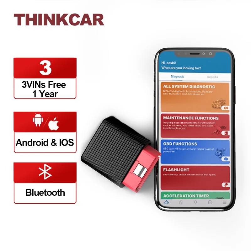 【2500NEWYEAR】THINKCAR 2 полная система ThinkDriver Bluetooth-совместимый OBD2 сканер для iOS Android