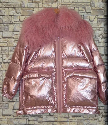 Pink Натуральный монгольский овечий мех, зимний пуховик для женщин, большой размер, Белый утиный пух, куртка для женщин, утолщенная, теплая, длинная, уличная парка 830 - Цвет: Pink
