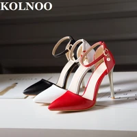 kolnoo handmade womens high heels pumps dorsaytwo pieces pointed toe faux leather three colors evening fashion party shoes