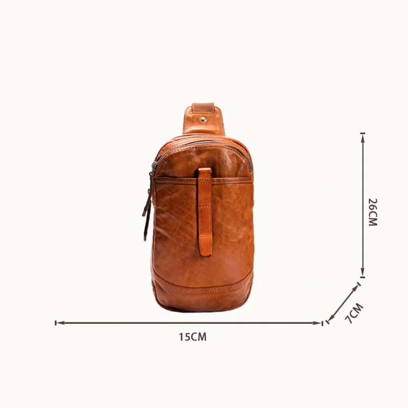 Кожаная нагрудная сумка AETOO Мужская Ретро из воловьей кожи с растительным