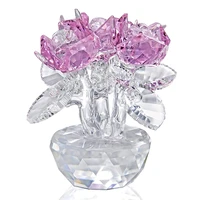 hd quartz crystal three roses craft bouquet flowers figurines ornament home wedding party decor souvenir lovers gifts pink