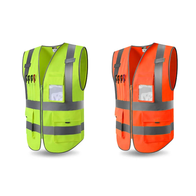 Высокопрочный защитный жилет с карманами и молнией высокой видимости со