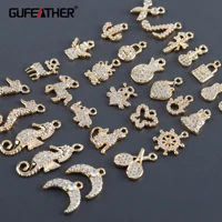 gufeather m1001jewelry accessoriespass reachnickel free18k gold platedcopperzirconsdiy pendantsjewelry making10pcslot