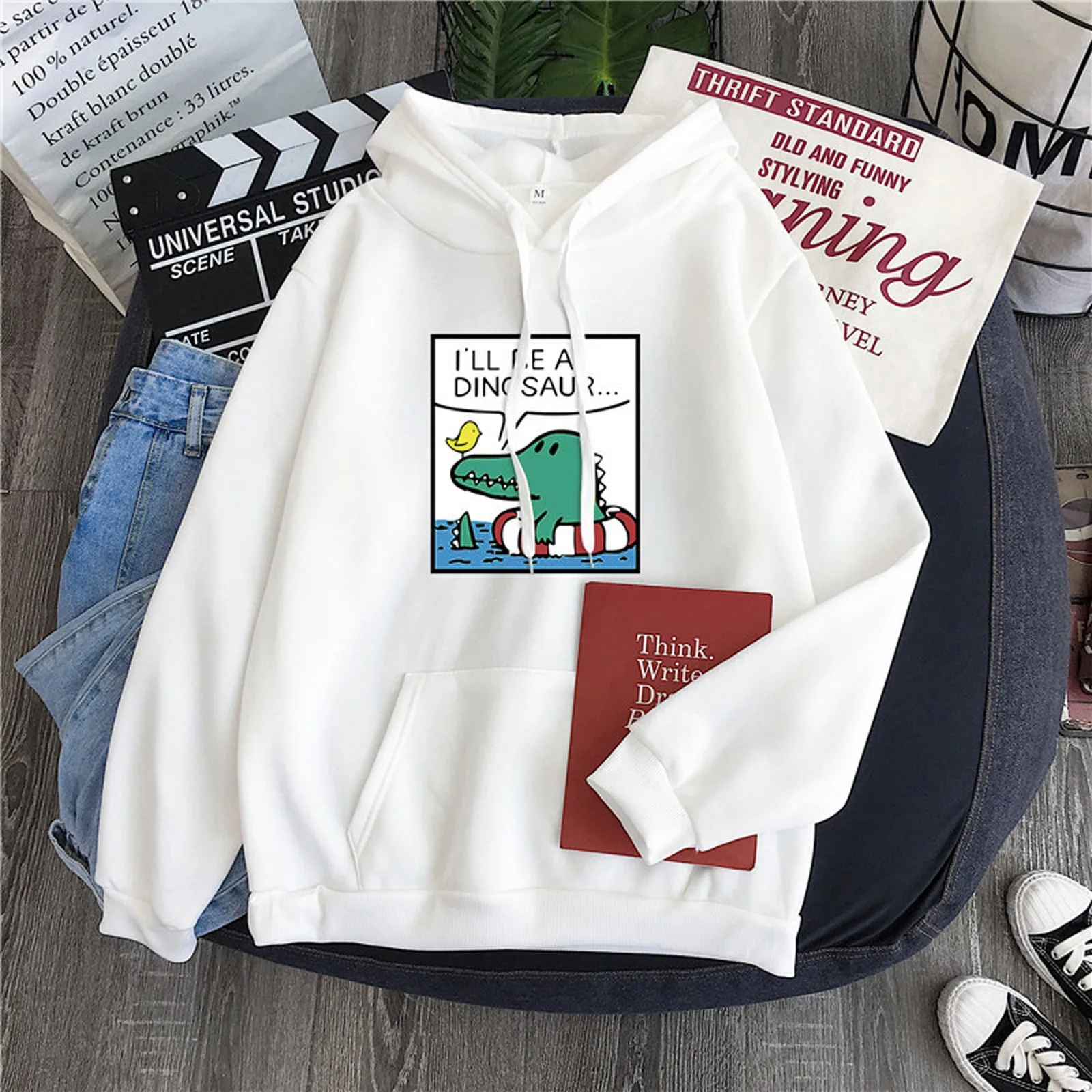 Women's Harajuku Hooded Sweater Cute Cartoon Pattern Hoodies Fashion Round Neck Long-sleeved Hooded Sweatshirt Толстовка Женская