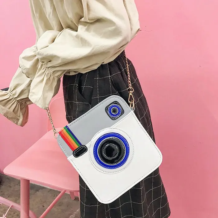 Женские милые радужные сумочки через плечо с дизайном камеры белые | Багаж и