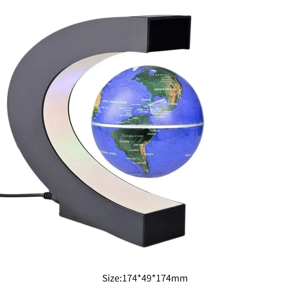 

C shape Black Blue LED World Map Decor Home Electronic Magnetic Levitation Floating Globe Antigravity LED Light Gift Decoration