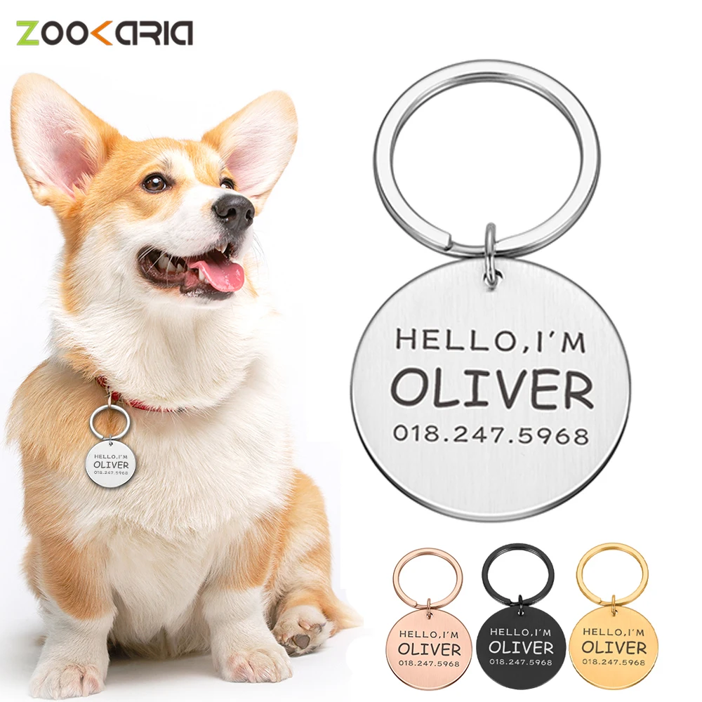 

Customized Dog Tags For Pets Personalized Dog Collars Pendant Engraved Lettering Pet Medals To Prevent Loss Custom Phone Number