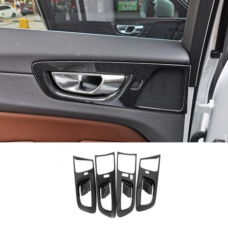 

For Volvo XC60 2018 2019 ABS Carbon Accessories Car Inner Door Protector Handle Bowl Panel Cover Trim Auto Interior Moulding