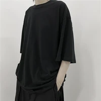 summer women round collar solid color korean version splicing design half sleeve t shirt loose fashion trend