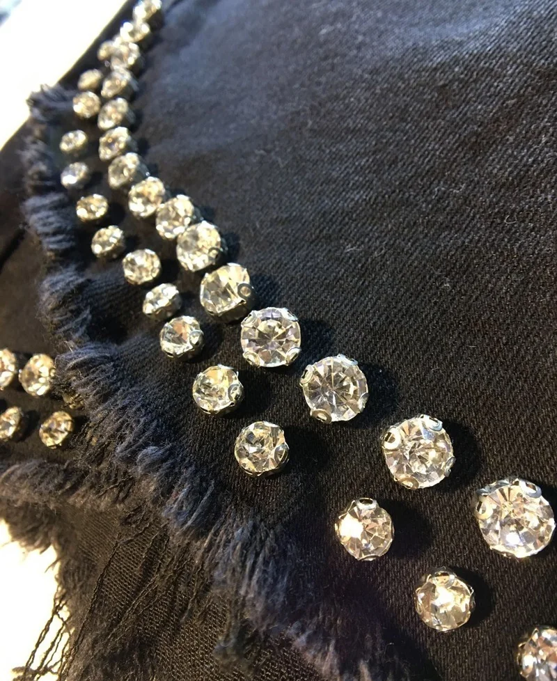 DEAT популярные брюки летний костюм Европейский Алмазные Бусы Высокая талия стрейч волосы край джинсовые шорты женские джинсовые шорты ME738