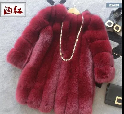 wine red Новая зимняя Женская пушистая шуба из искусственного меха квалифицированная Толстая имитация меха лисы пальто женская теплая верхняя одежда - Цвет: wine red