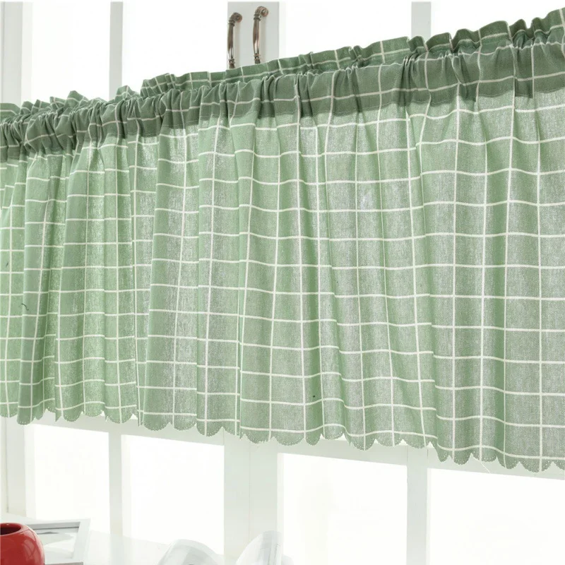 

Short Sheer Curtain Pastoral Style Plaid Washable Tulle Curtains On The Flat Windows In Curtains Panels Kitchen Balcony Home