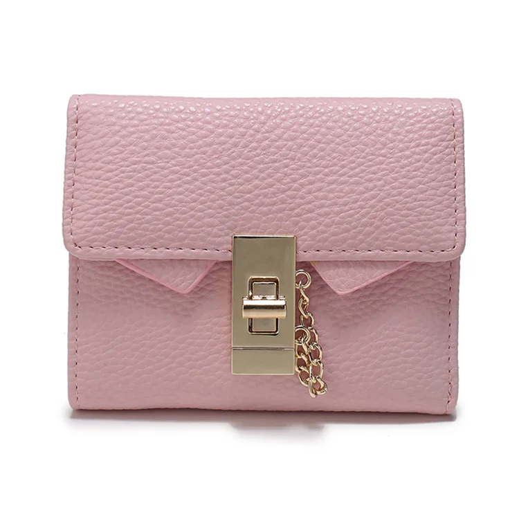 

New Korean Style Girl's Cute Small Wallet Hardware Lock Short Wallet Wallet