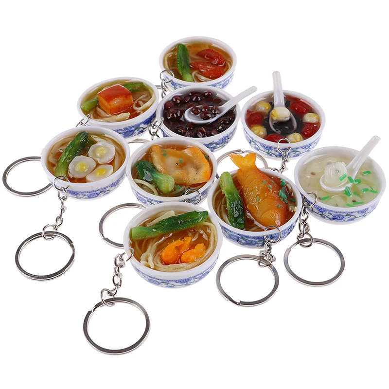1 шт. новый брелок для ключей от еды креативный лапши китайский синий и белый