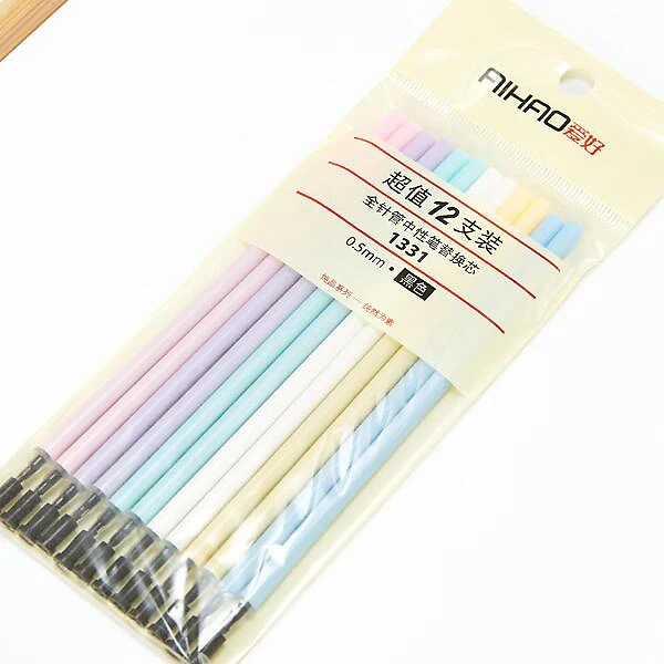 

12pcs/lot Black Color Gel pen Refill Lead School Office Stationery Leads Refills Pen Accessories(ss-501)