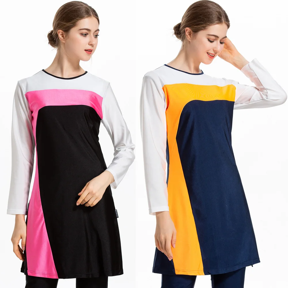 

2021 new summer Muslim burkini The conservative Hui swimsuit wish sunscreen Middle East three-piece swimsuit Long sleeve