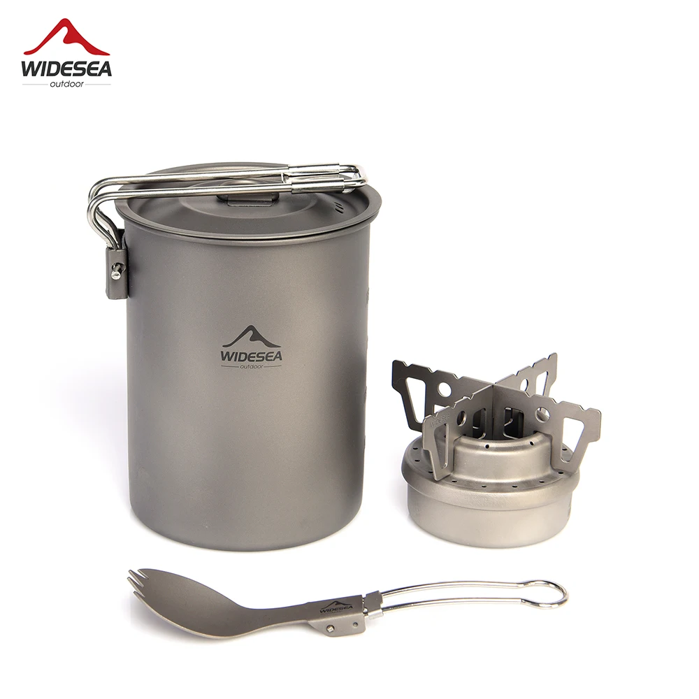 

Widesea Camping Cooking Set Outdoor Equipment Kitchen Tableware Titanium Alcohol Stove Gas Burner Tourism Hiking Trekking